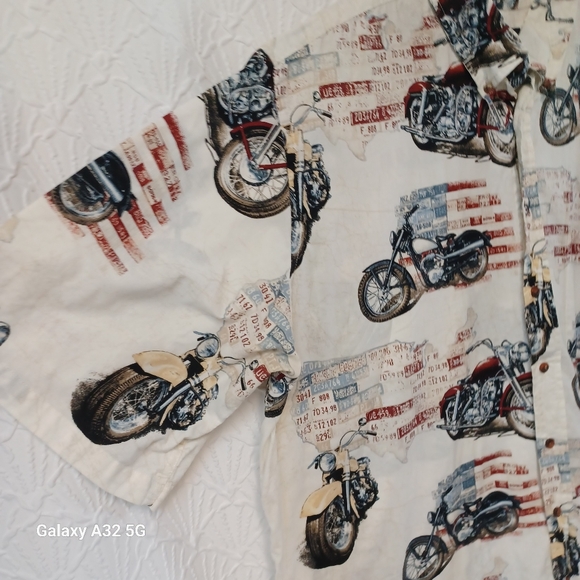 Harbor Bay Cream and Red Casual Button Down Shirt Size 2XLT - Picture 6 of 14